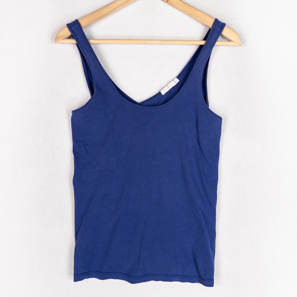 Fru Fru Womens Tank Top Medium Blue Crossover Wrap Back Scoop Neck Casual